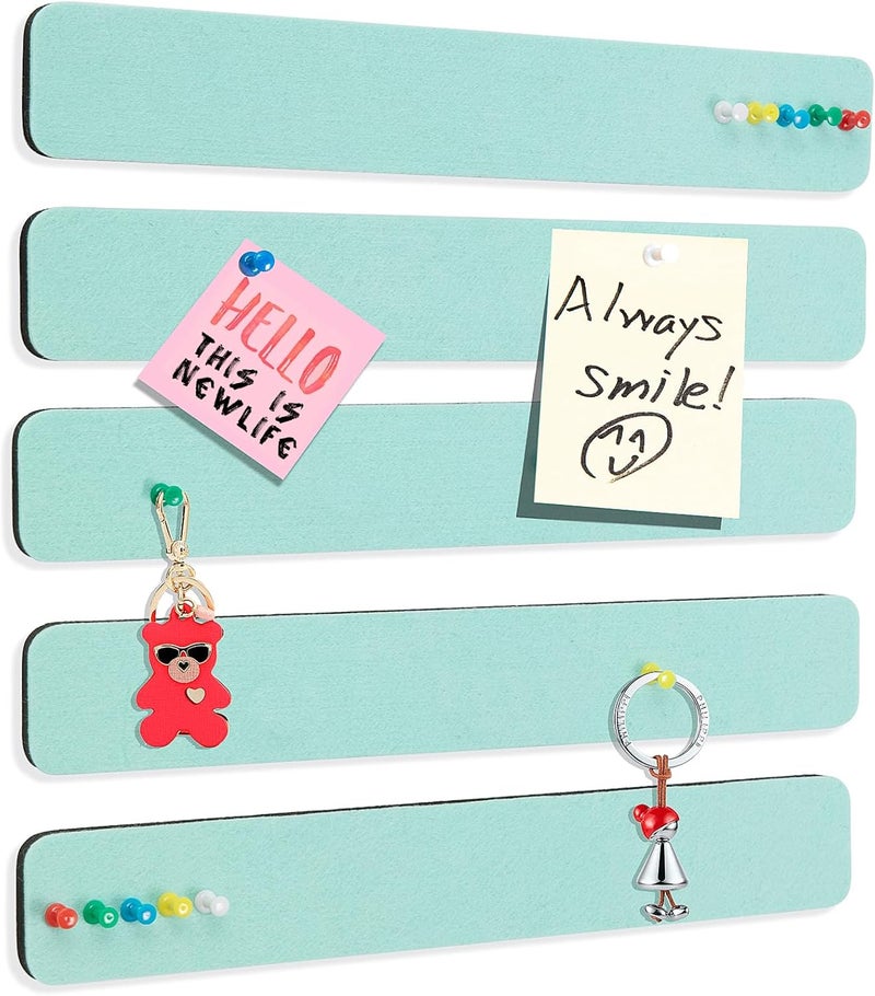 Arlasuo Felt Pin Board Bar Strips Bulletin Board for Bedrooms Offices Home Wall Decoration, Notice Board Self Adhesive Cork Board with 35 Push Pins for Paste Notes, Photos, Schedules (Light Blue) - Image 1